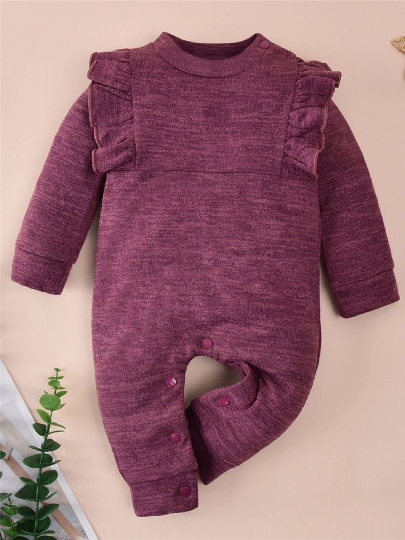 Efterår Vinter Baby Casual Burgundy Bomuld Jumpsuit