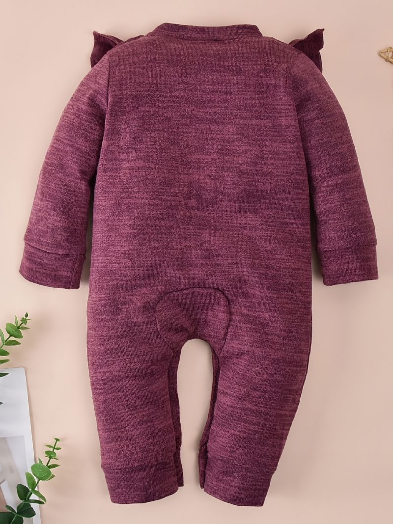 Efterår Vinter Baby Casual Burgundy Bomuld Jumpsuit