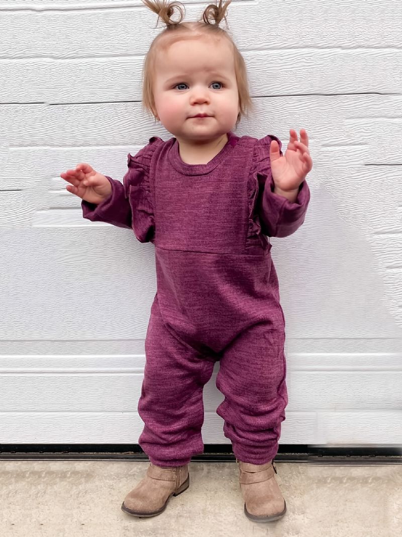 Efterår Vinter Baby Casual Burgundy Bomuld Jumpsuit