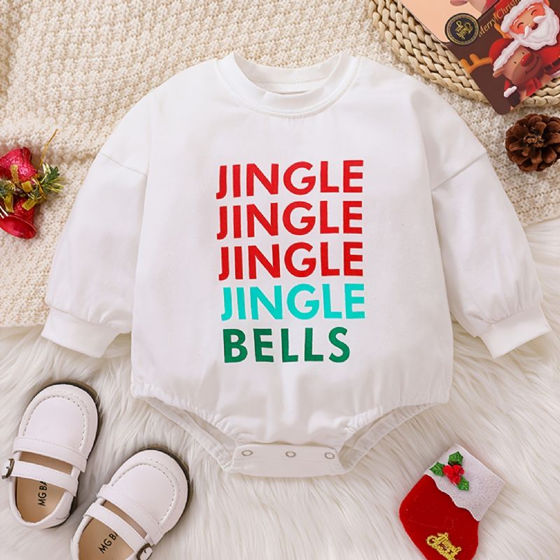 Jul Dejlige Baby Piger Drenge Romper Farverigt Brev Trykt Langærmet Sweatshirt Jumpsuits