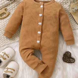 Juleprisnedskæringer Toddler Baby Jumpsuit Ensfarvet Rundhals Langærmet Rullebukser Til Drenge Piger