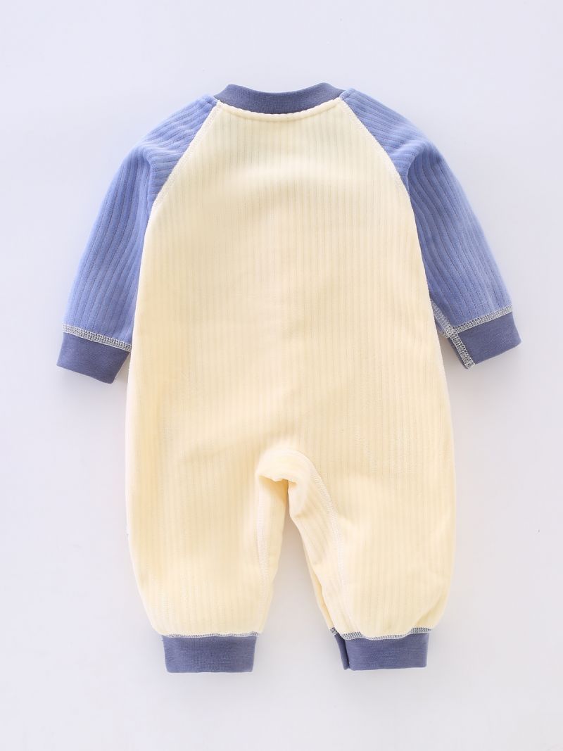 Newborn Infant Romper Langærmet Splejsning Fleece Varm Jumpsuit Vinter Til Baby Drenge Piger Børn Tøj