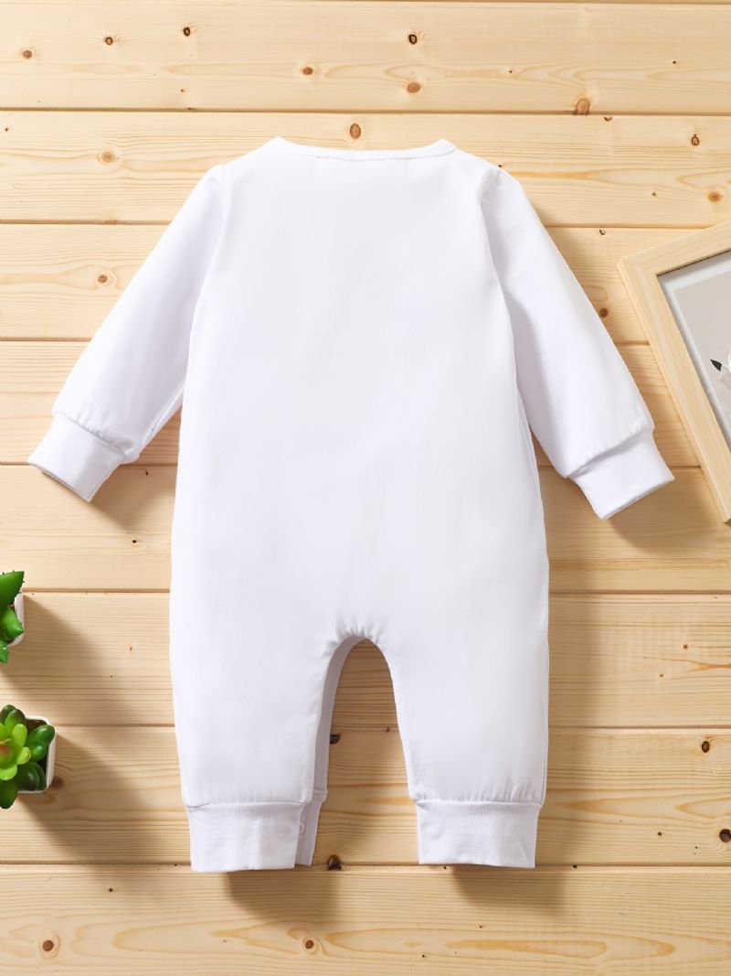 Newborn Infant Romper Lave Ikke Brevtryk Langærmet Rundhals Jumpsuit Til Baby Drenge Piger Børn Tøj