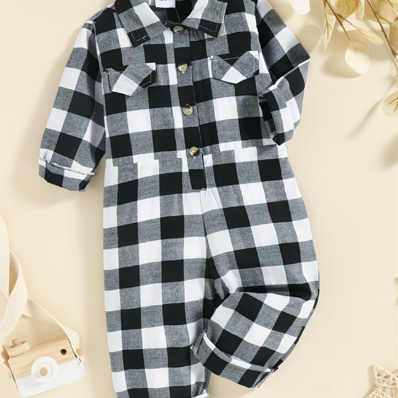 Ny Efterår Og Vinter Plaid Afslappet Jumpsuit Til Drenge Og Piger