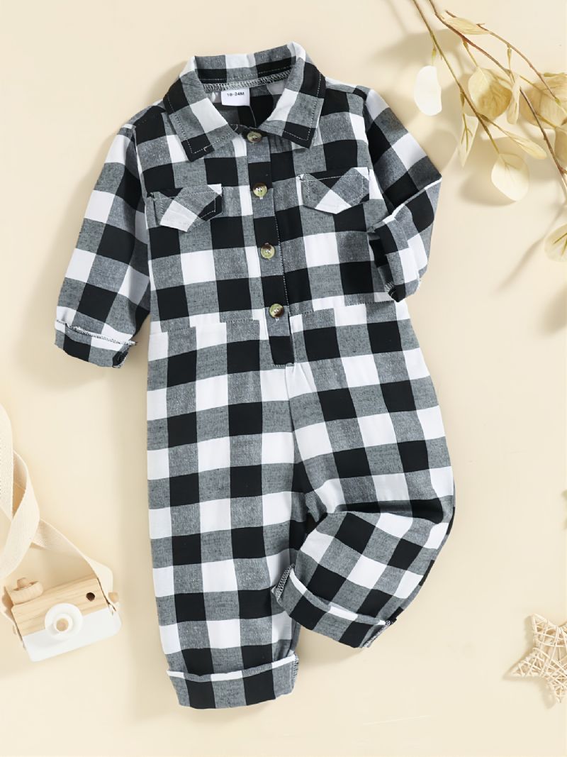 Ny Efterår Og Vinter Plaid Afslappet Jumpsuit Til Drenge Og Piger