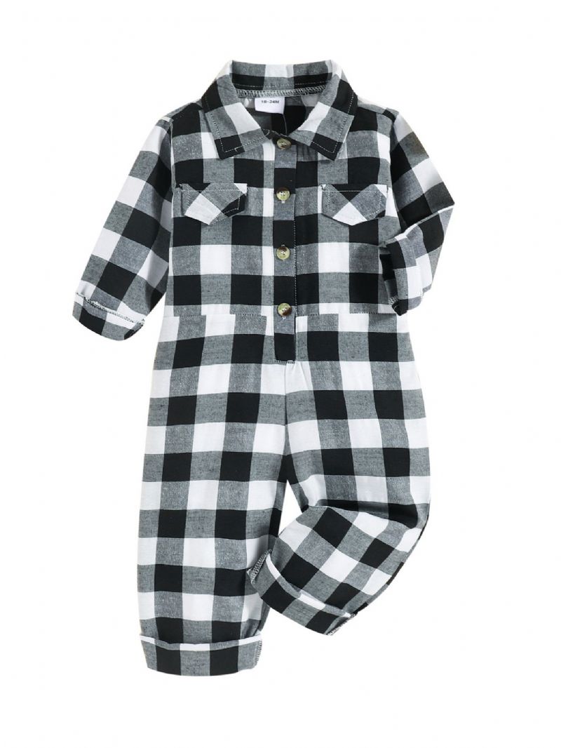 Ny Efterår Og Vinter Plaid Afslappet Jumpsuit Til Drenge Og Piger