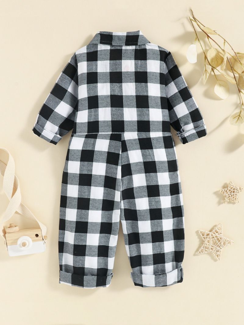 Ny Efterår Og Vinter Plaid Afslappet Jumpsuit Til Drenge Og Piger