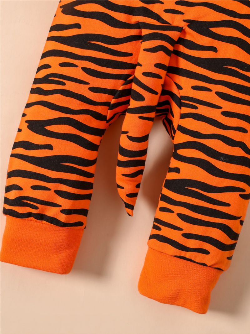 Nyfødt Baby Drenge Piger 3d Tegneserie Dyr Tiger Jumpsuit Leopard Hættetrøje Romper Legedragt Lynlås Onesies Med Hale