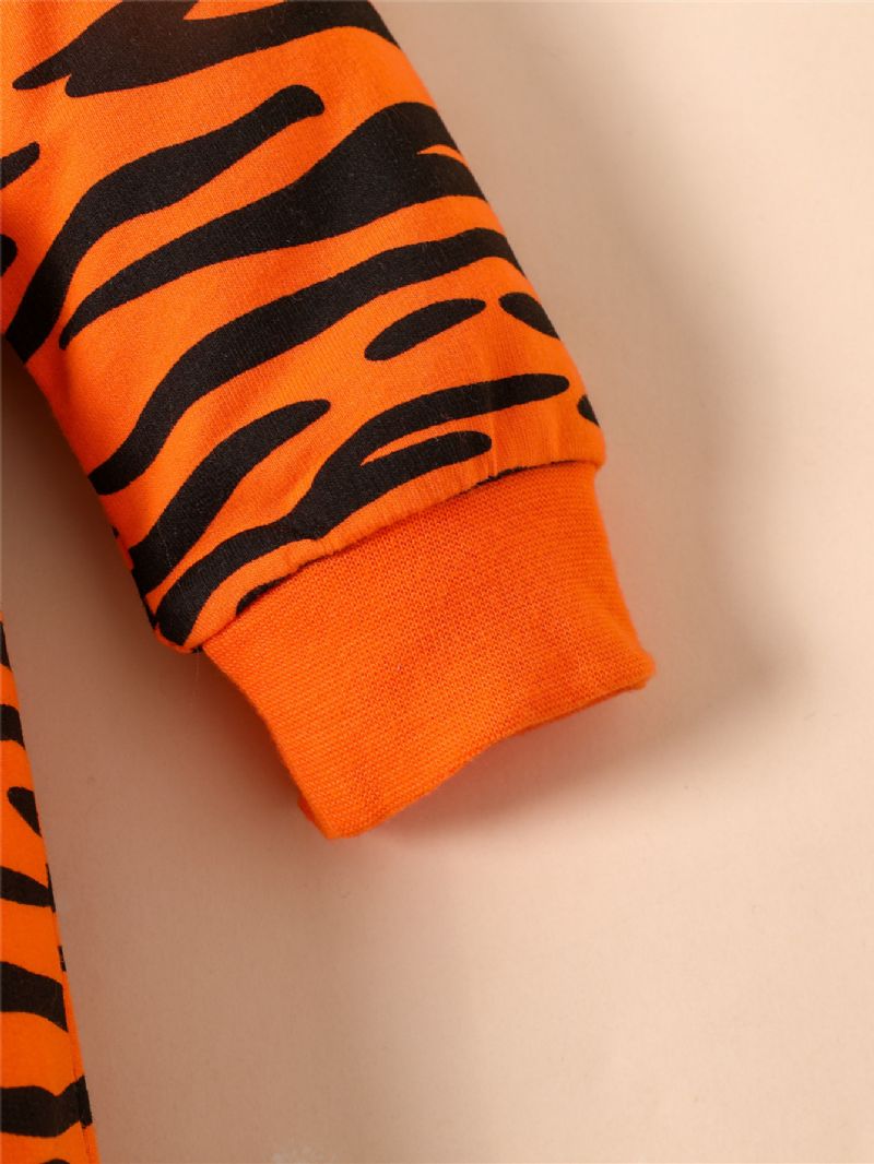 Nyfødt Baby Drenge Piger 3d Tegneserie Dyr Tiger Jumpsuit Leopard Hættetrøje Romper Legedragt Lynlås Onesies Med Hale