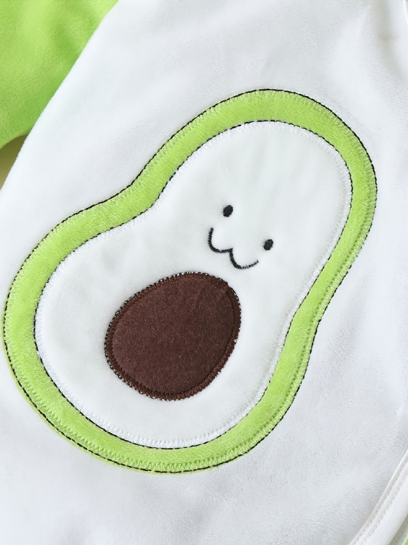 Nyfødt Spædbarn Avocado Print Hættedragt Langærmet Jumpsuit Til Baby Drenge Piger Småbørn Tøj