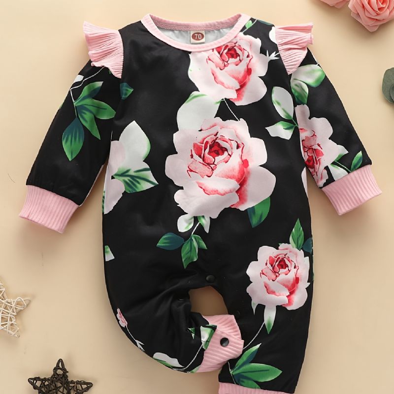 Nyfødt Spædbarn Baby One Piece Jumpsuit Blomstermønster Romper Til Drenge Piger