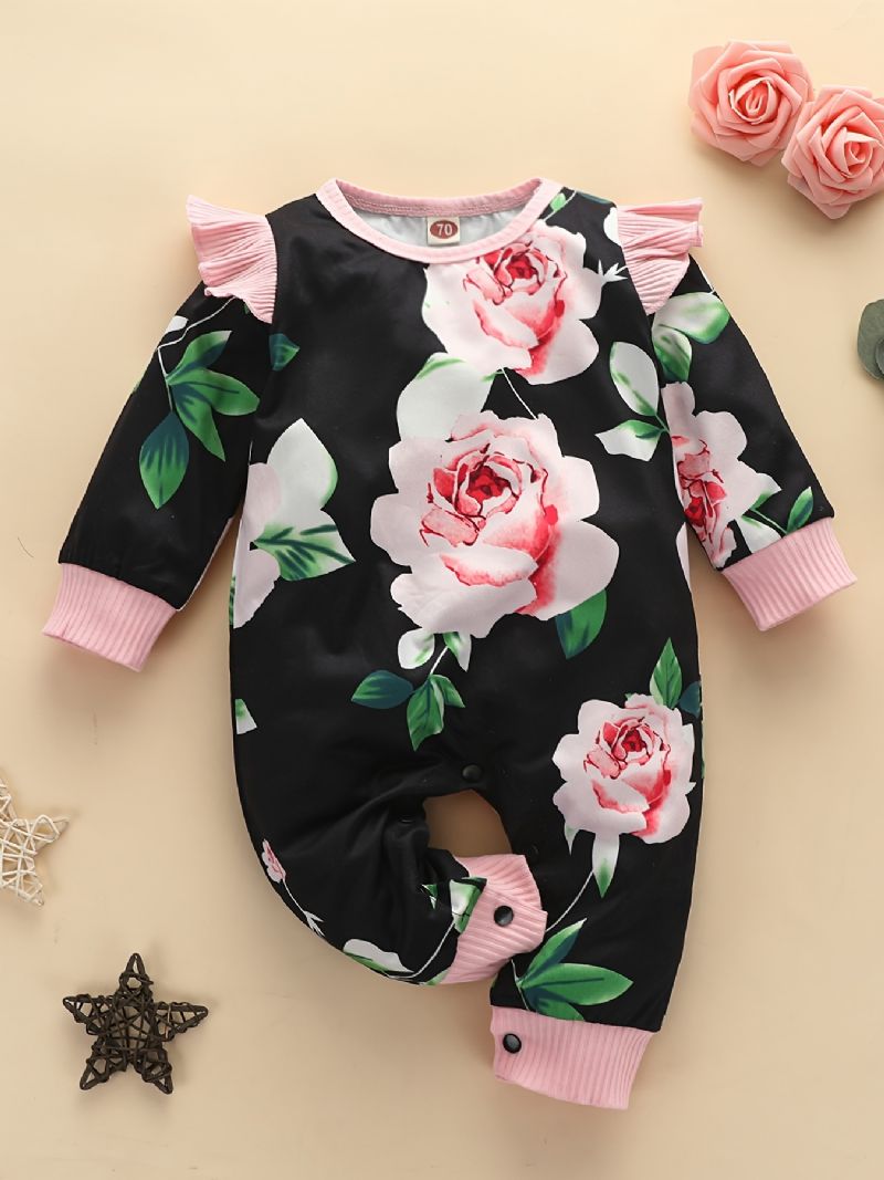 Nyfødt Spædbarn Baby One Piece Jumpsuit Blomstermønster Romper Til Drenge Piger