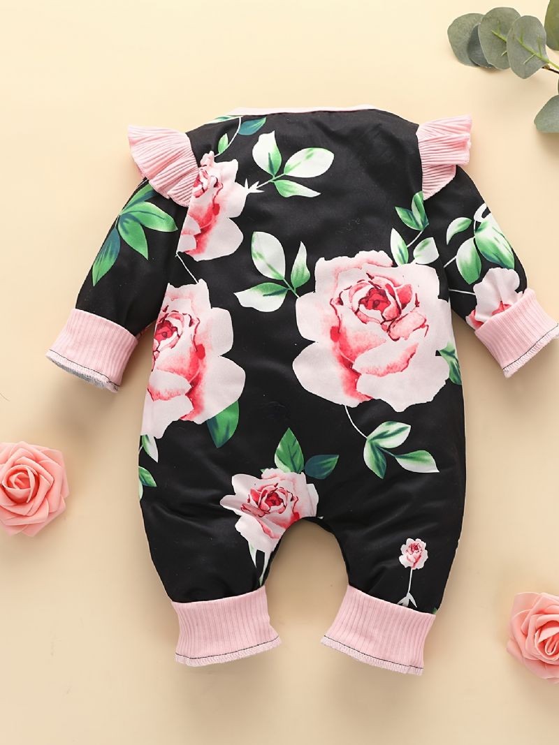 Nyfødt Spædbarn Baby One Piece Jumpsuit Blomstermønster Romper Til Drenge Piger