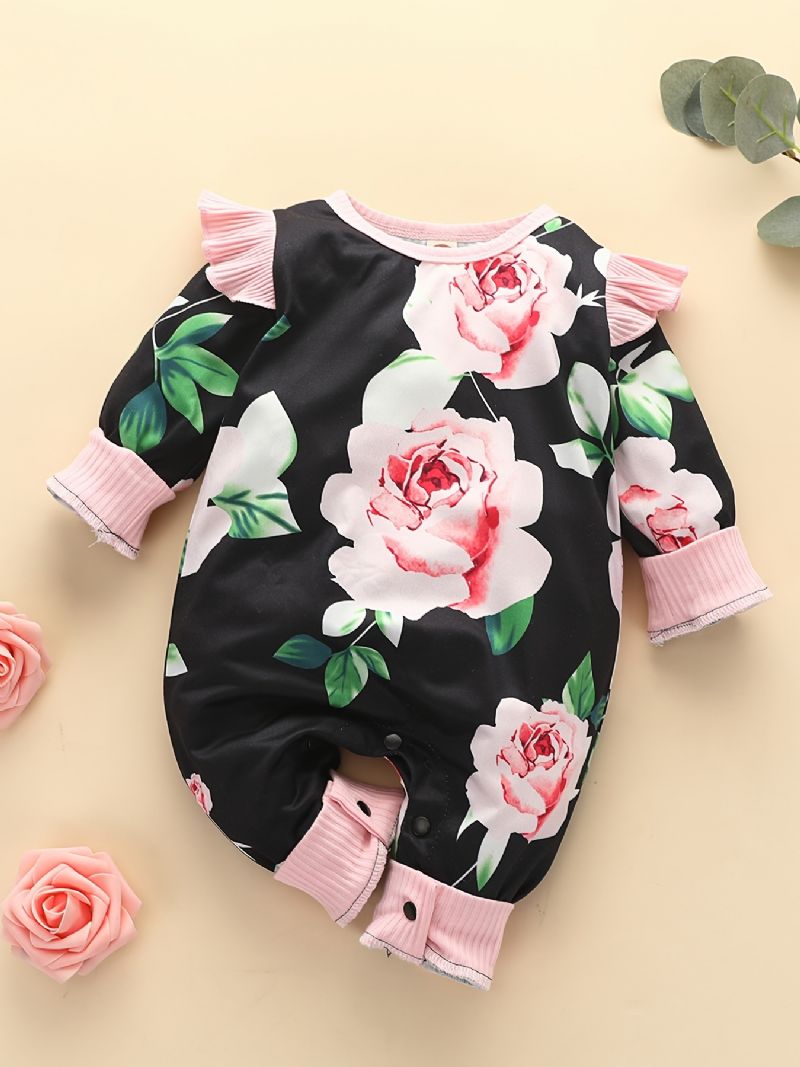 Nyfødt Spædbarn Baby One Piece Jumpsuit Blomstermønster Romper Til Drenge Piger