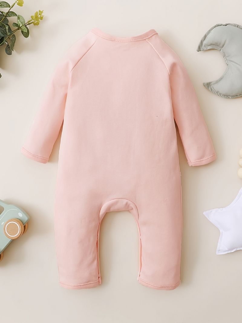 Nyfødte Babypiger Tegneserie Dyremønster Langærmet Jumpsuit Romper Babytøj