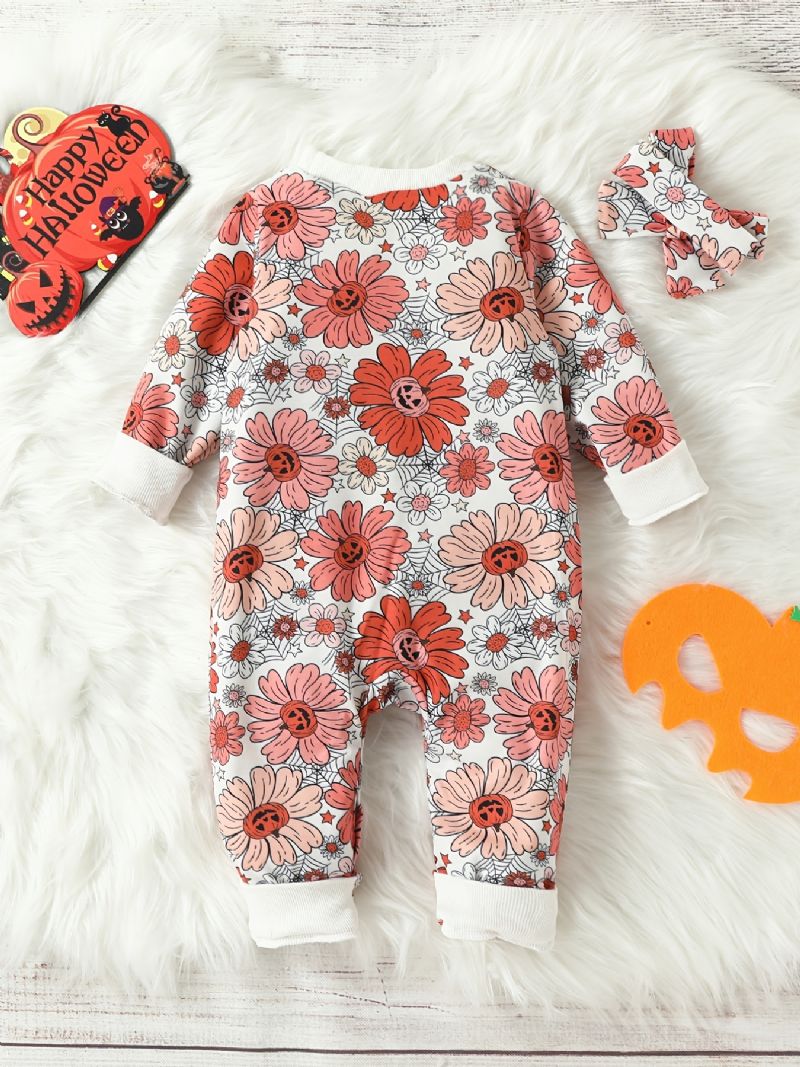 Pige Langærmet Jumpsuit + Pandebånd Sæt Babytøj Romper Outfits Halloween