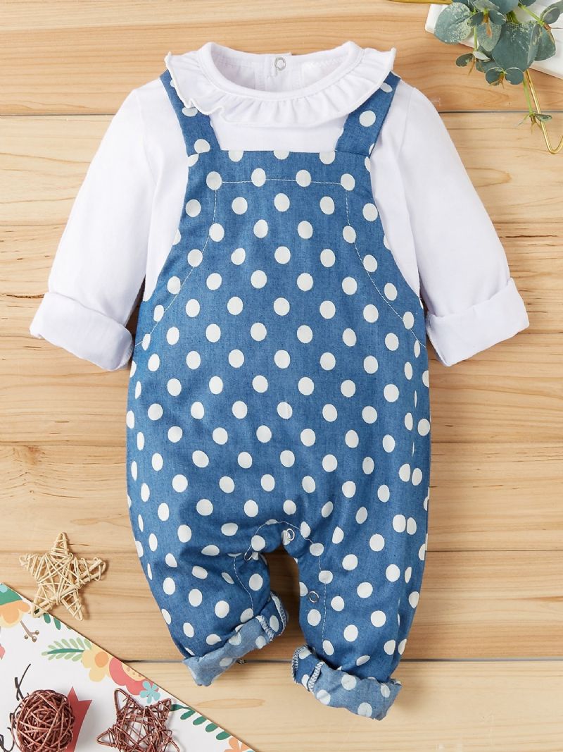 Pige Polka Dot Denim Baby Jumpsuit