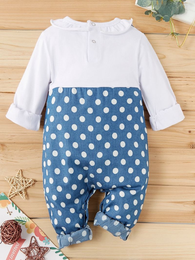 Pige Polka Dot Denim Baby Jumpsuit