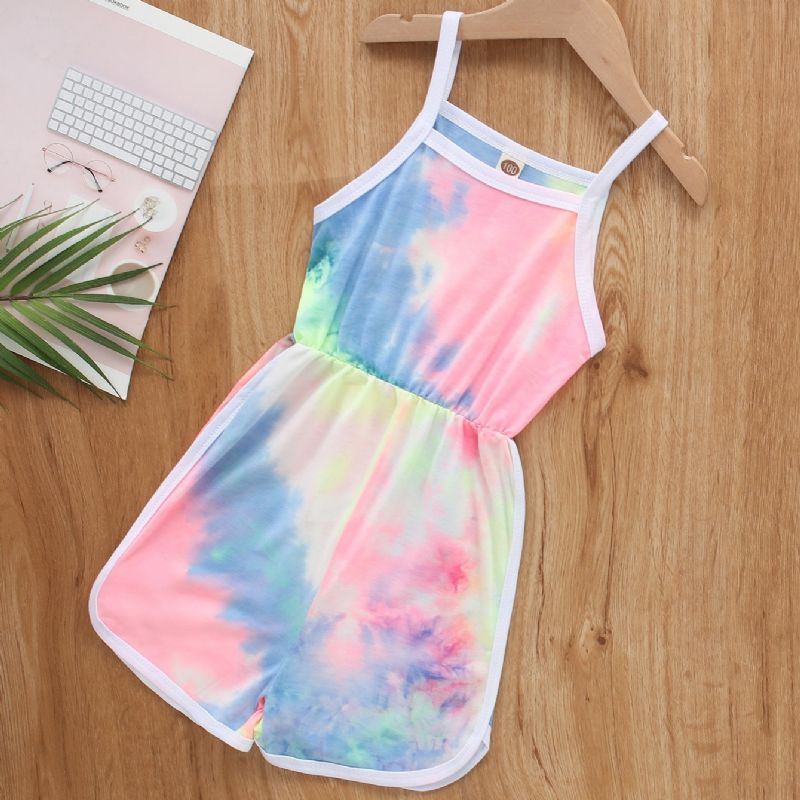 Piger Casual Tie Dye Print Suspender Jumpsuit