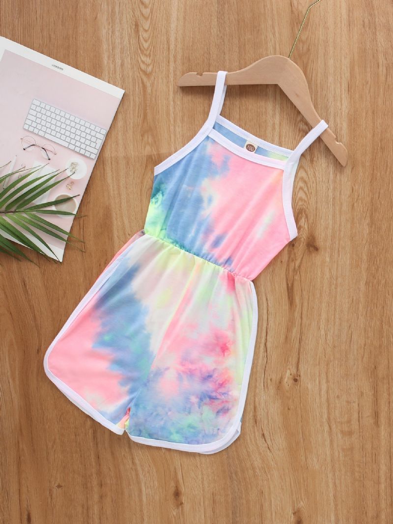 Piger Casual Tie Dye Print Suspender Jumpsuit