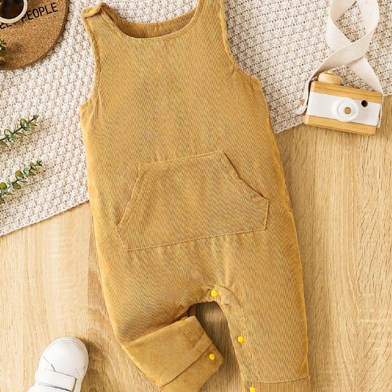 Piger Corduroy Jumpsuit Romper Ensfarvet Babytøj