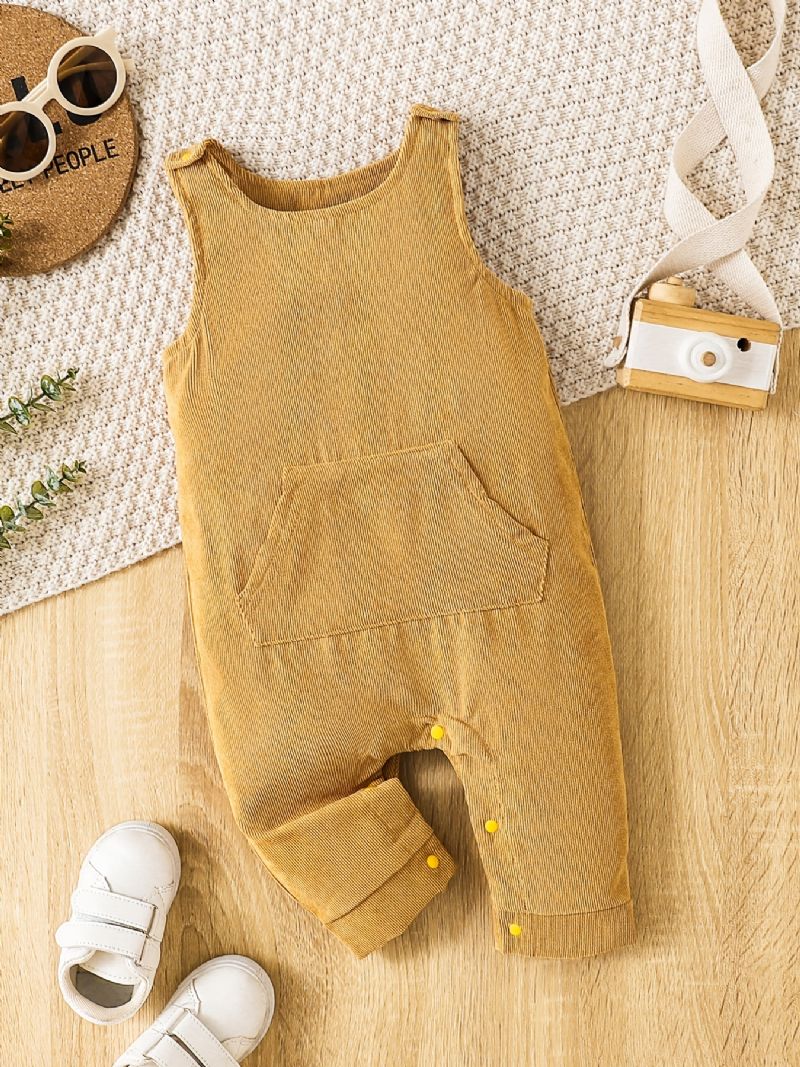 Piger Corduroy Jumpsuit Romper Ensfarvet Babytøj