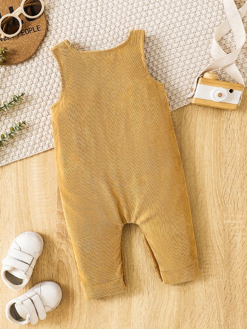 Piger Corduroy Jumpsuit Romper Ensfarvet Babytøj