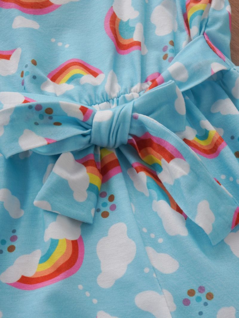 Piger Rainbow Cloud Print Suspender Jumpsuit