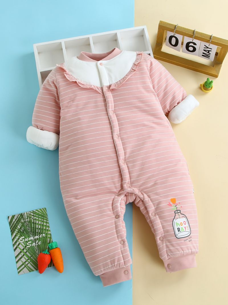 Piger Tre-lags Thermal Jumpsuit Bomuldspolstret Newborn Romper