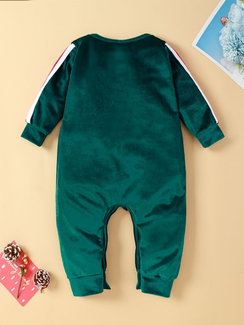 Småbørn Spædbørn Julebukser Rund Hals Julemandsbroderi Jumpsuit Til Baby Drenge Piger Børn Tøj