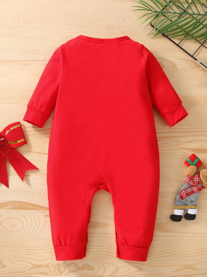Spædbørn Baby Jul Outfit Rompers Print Langærmet Jumpsuit Drenge Piger