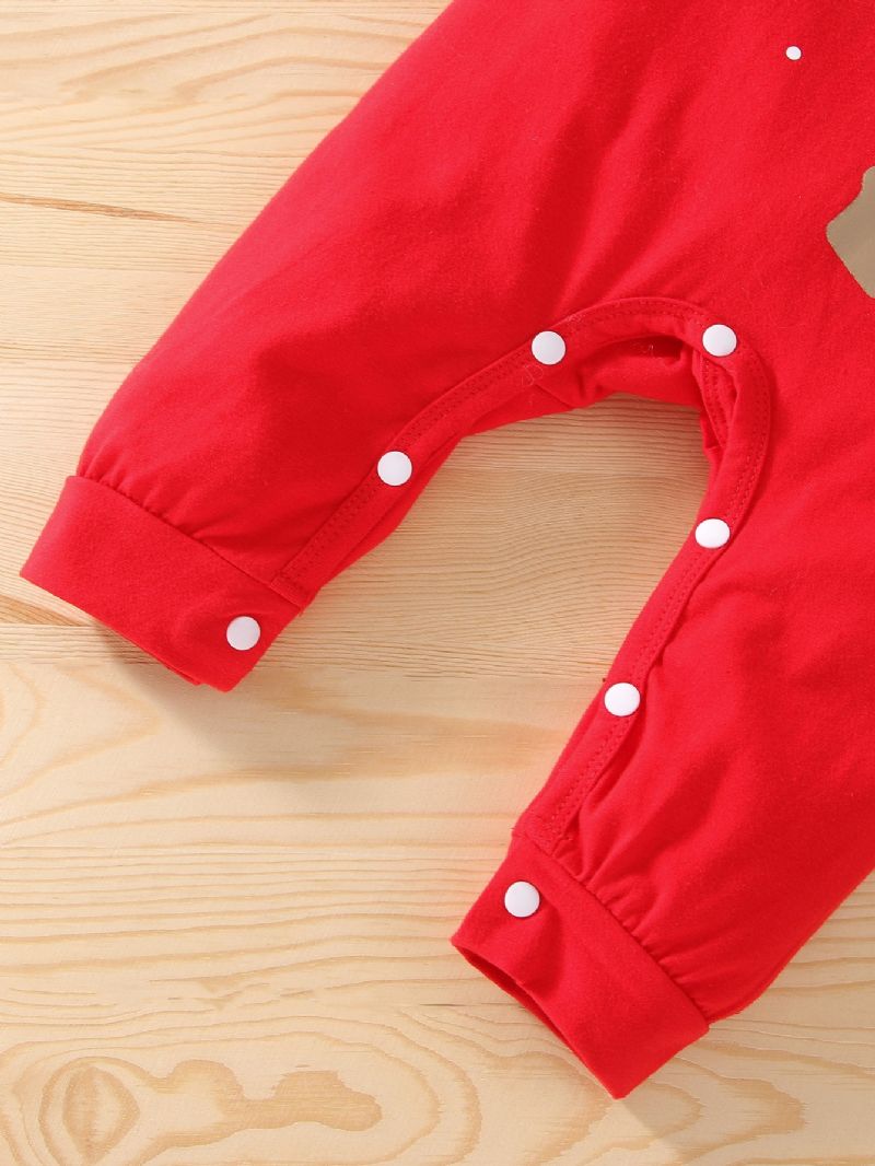 Spædbørn Baby Jul Outfit Rompers Print Langærmet Jumpsuit Drenge Piger