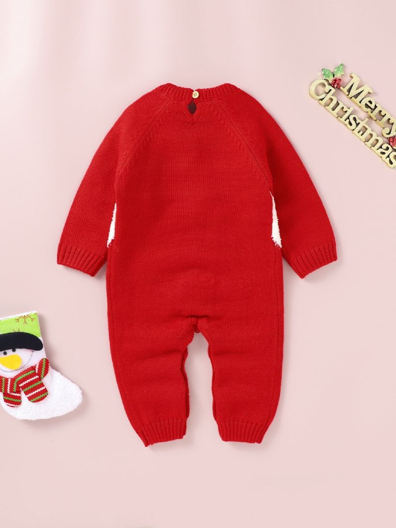 Spædbørn Baby Piger Sød Jul Style Strikket Jumpsuit