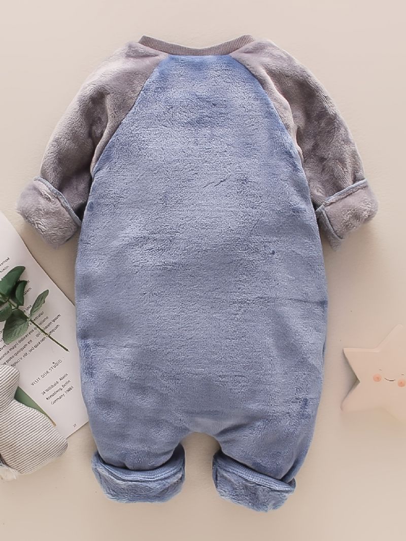 Spædbørn Elefant Pocket Romper Langærmet Rundhalset Fleece Varm Jumpsuit Baby Piger Drenge Børn Tøj