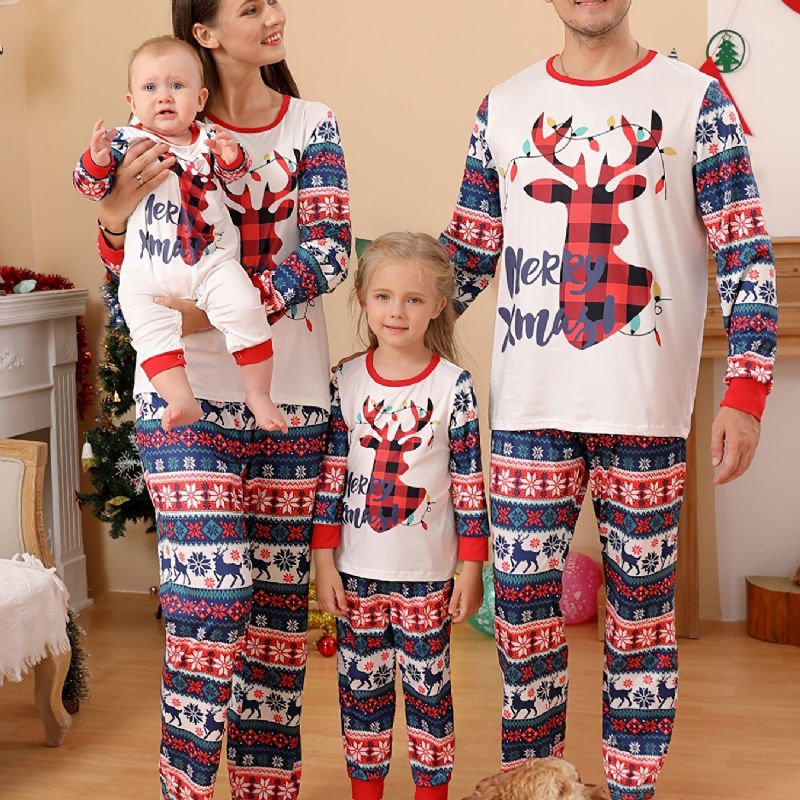 Toddler Baby Christmas Deer Print Langærmet Jumpsuit Rompers Til Drenge Piger