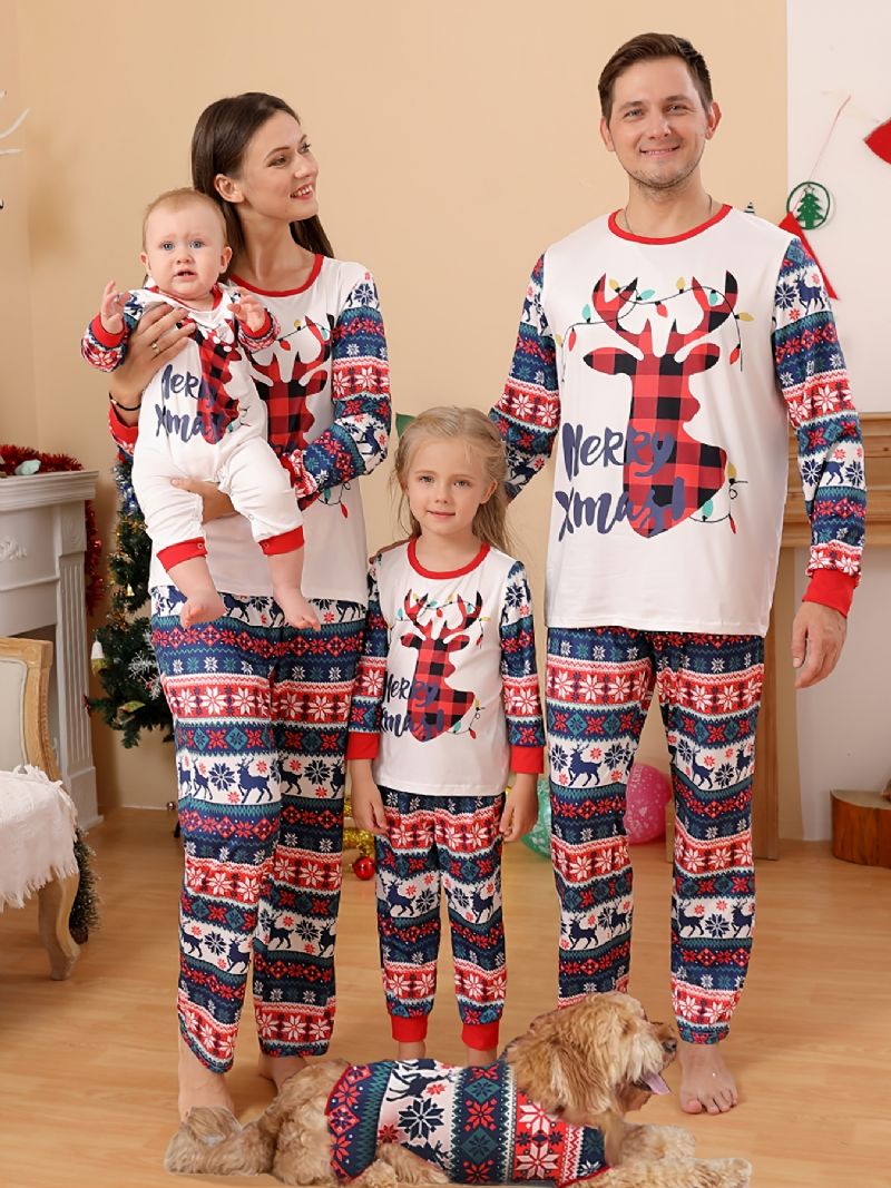 Toddler Baby Christmas Deer Print Langærmet Jumpsuit Rompers Til Drenge Piger