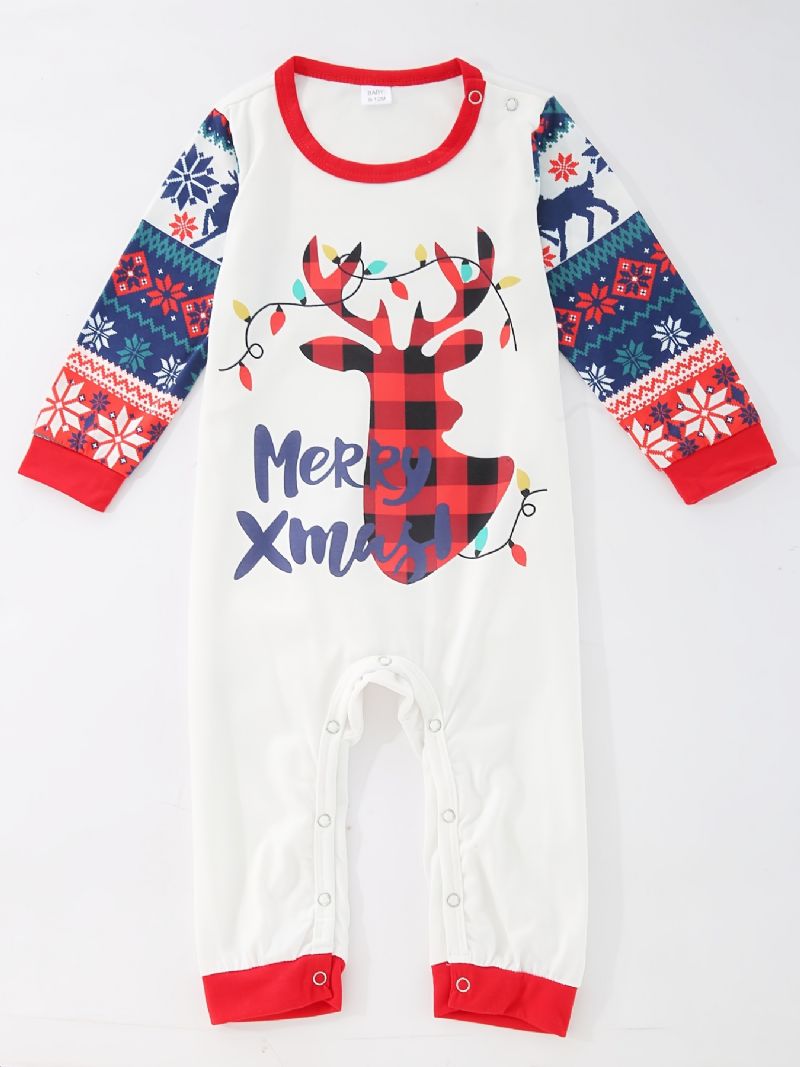 Toddler Baby Christmas Deer Print Langærmet Jumpsuit Rompers Til Drenge Piger