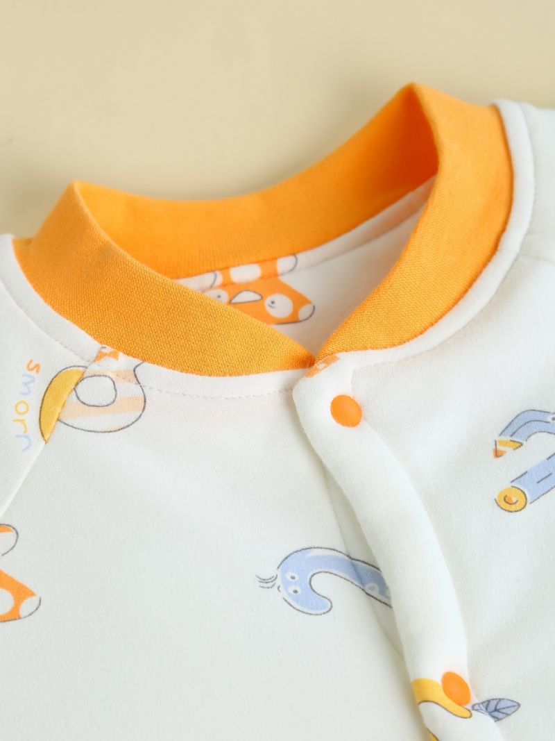 Toddler Baby Fortykket Varm Jumpsuit Nummer Print Rund Hals Langærmet Bukse Til Drenge Piger