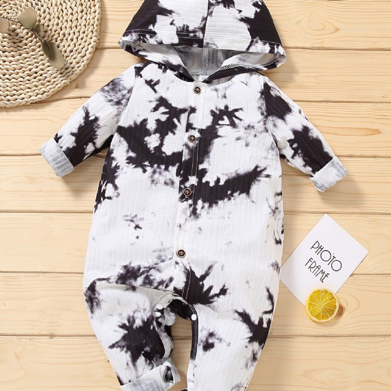 Toddler Baby Hætte Jumpsuit Tie Dye Langærmet Romper Til Drenge Piger