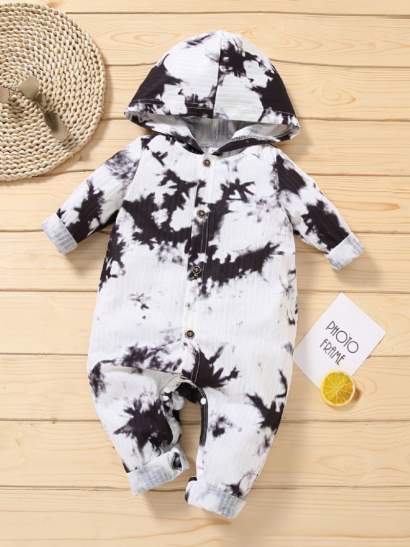 Toddler Baby Hætte Jumpsuit Tie Dye Langærmet Romper Til Drenge Piger