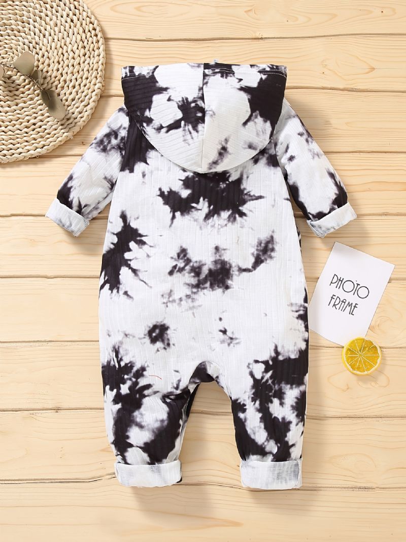 Toddler Baby Hætte Jumpsuit Tie Dye Langærmet Romper Til Drenge Piger