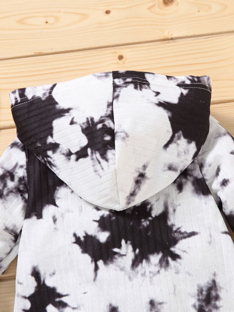 Toddler Baby Hætte Jumpsuit Tie Dye Langærmet Romper Til Drenge Piger