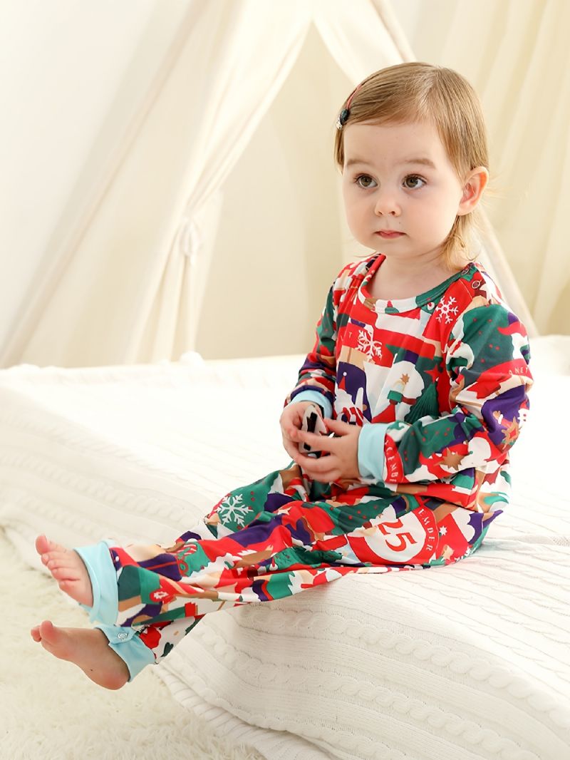 Toddler Baby Juleprint Langærmet Jumpsuit Rompers Til Drenge Piger