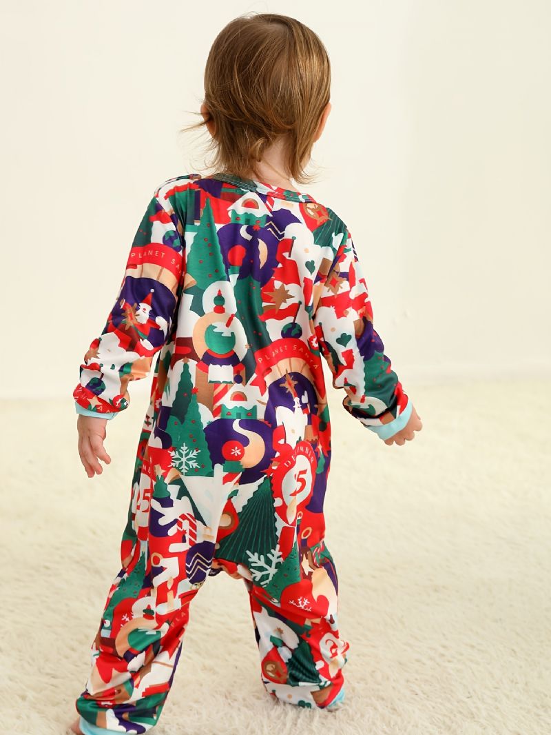 Toddler Baby Juleprint Langærmet Jumpsuit Rompers Til Drenge Piger