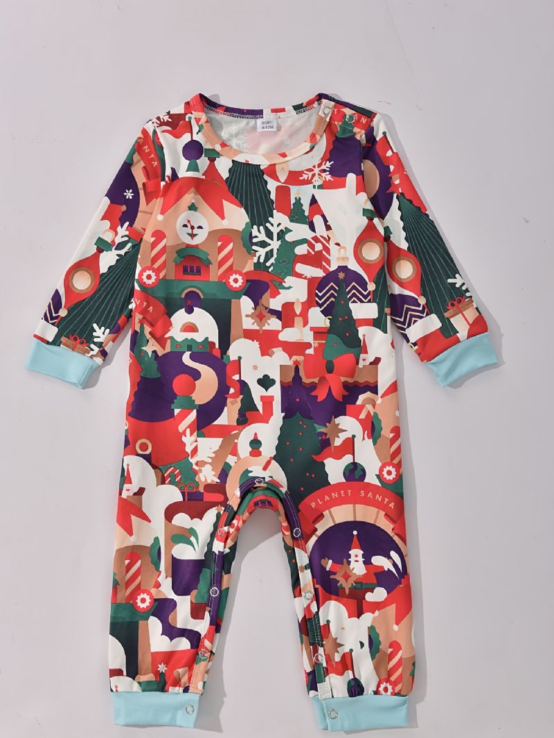 Toddler Baby Juleprint Langærmet Jumpsuit Rompers Til Drenge Piger