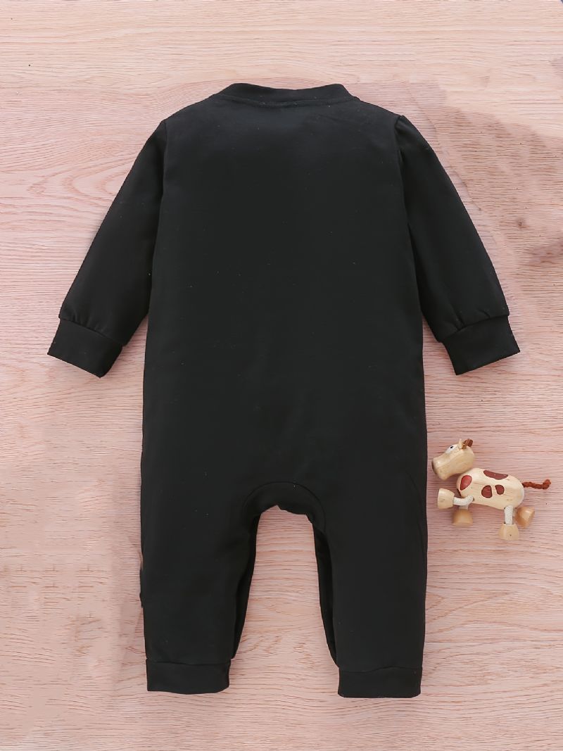 Toddler Baby Jumpsuit Brev Print Rundhals Langærmet Rullebukser Til Drenge Piger