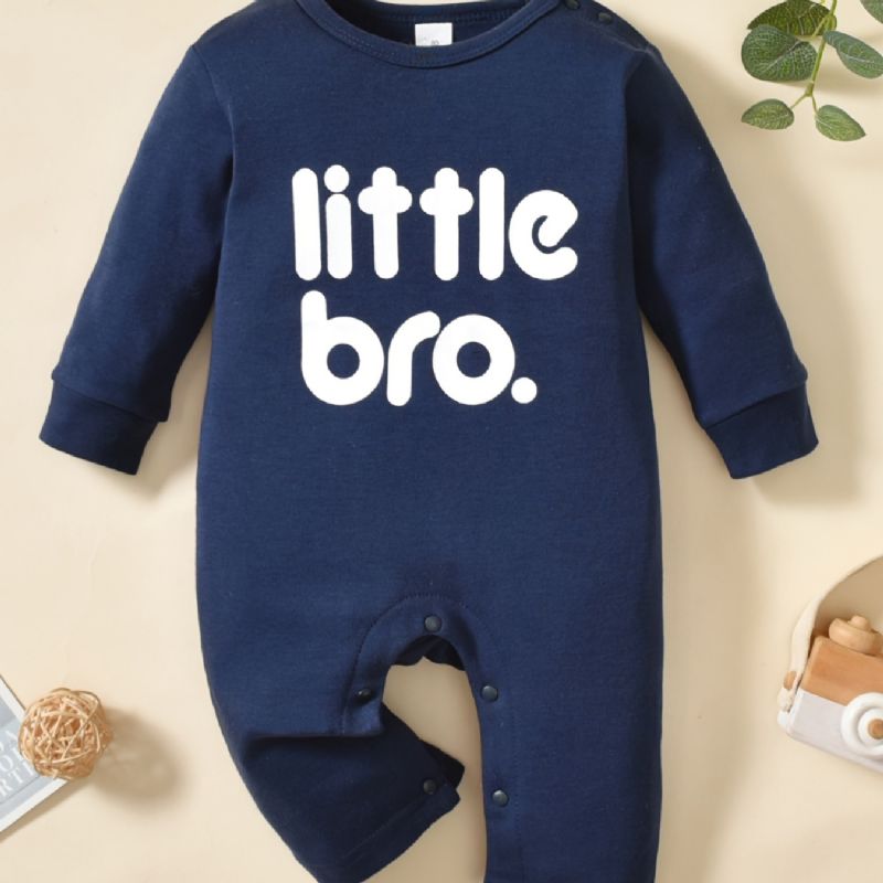 Toddler Baby Jumpsuit Brev Print Rundhals Langærmet Rullebukser Til Drenge Piger