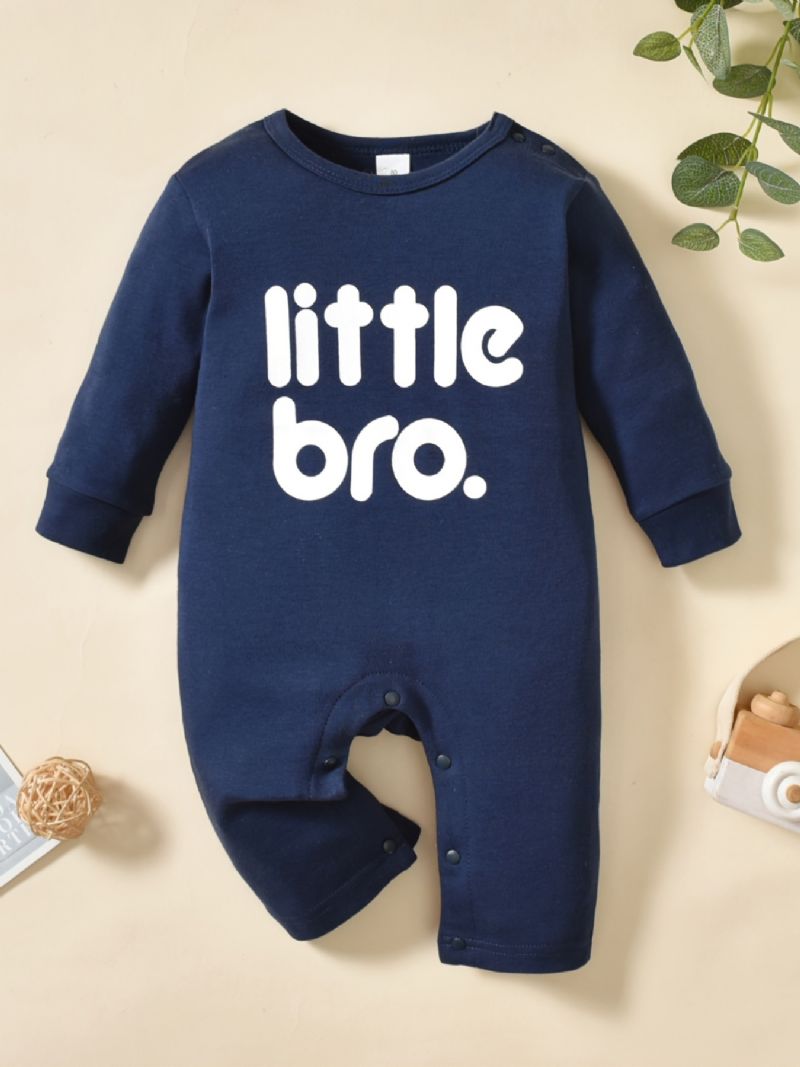 Toddler Baby Jumpsuit Brev Print Rundhals Langærmet Rullebukser Til Drenge Piger