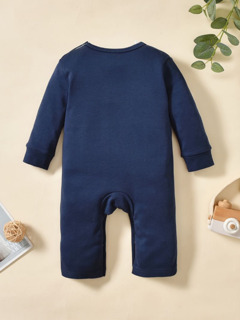 Toddler Baby Jumpsuit Brev Print Rundhals Langærmet Rullebukser Til Drenge Piger