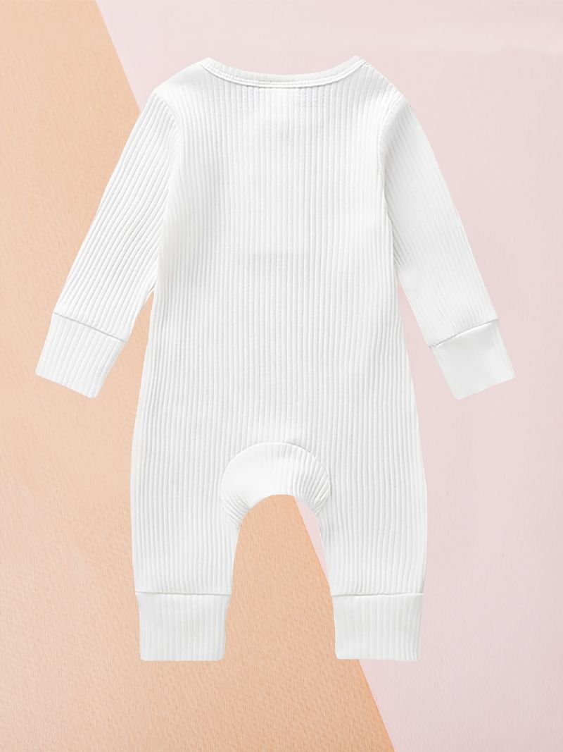 Toddler Baby Jumpsuit Ensfarvet Rund Hals Langærmet Bukser Til Drenge Piger